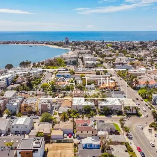 Scenic aerial view of the coastal neighborhood.