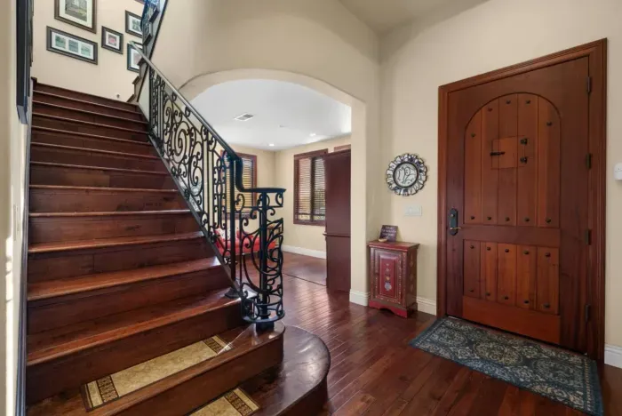 Convenient ladder for easy access and storage.