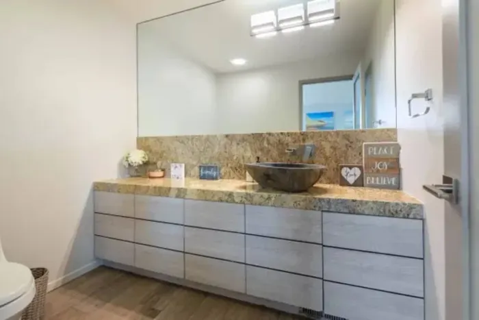 Elevate your morning routine with a beautifully designed bathroom sink, adding a touch of elegance and functionality to your stay.