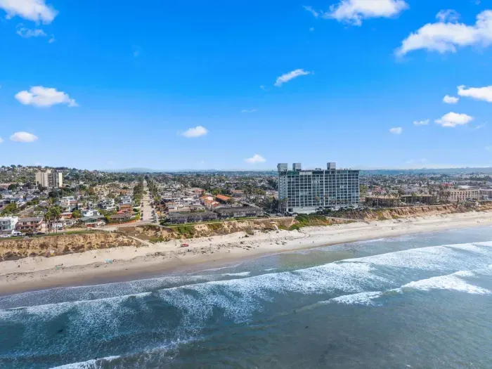 Shoreline meeting sky at golden hour