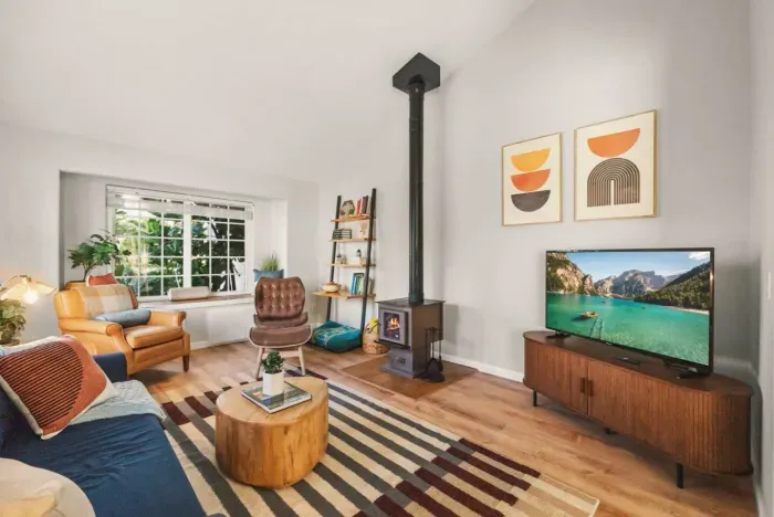 The living space is cozy and inviting