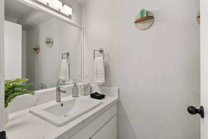 A half bath conveniently located on the living and kitchen level