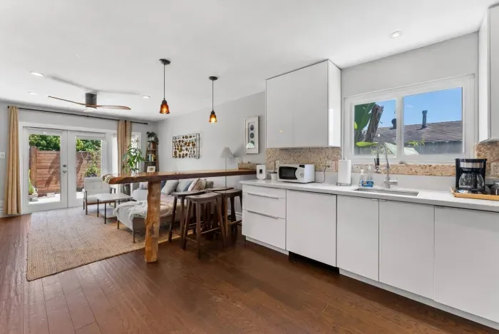 Open, airy kitchen and living space with natural light