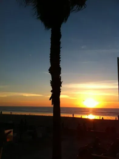 Catch unforgettable sunsets framed by palms along Mission Beach.