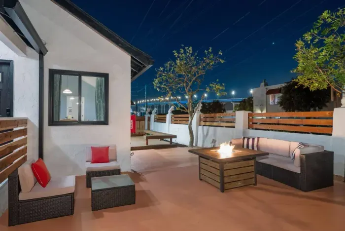 Cozy patio with firepit! We also have a grill that was recently added! 