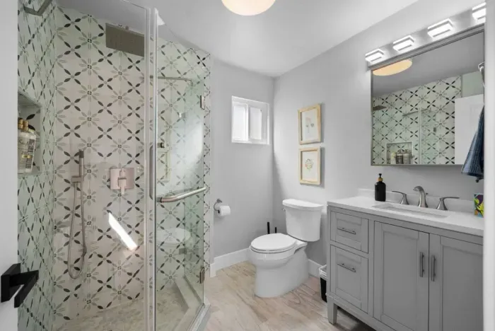 This bathroom is bright, stylish, and refreshing!