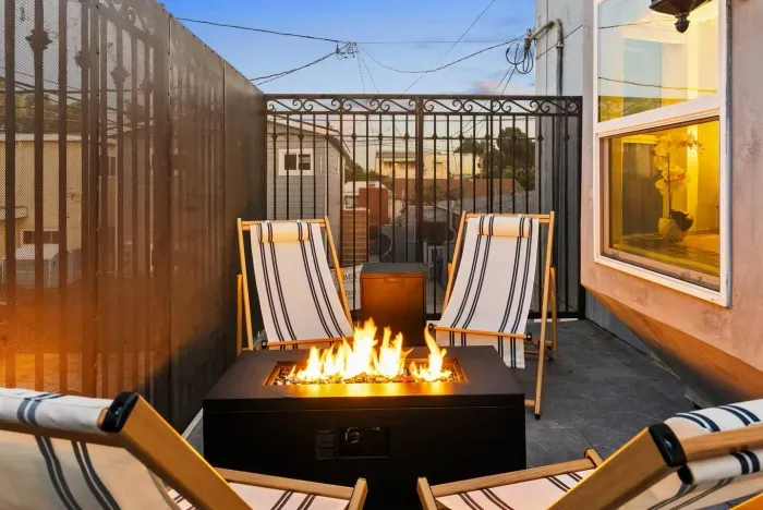 Comfortable seating for laid-back evenings outside.