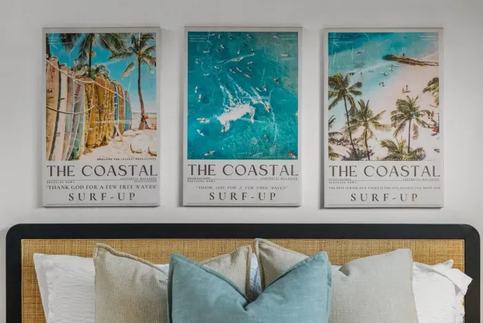 A welcoming bedroom styled with coastal flair.