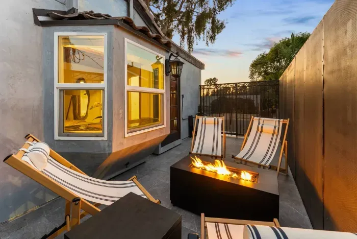 Gather on the private patio for fireside relaxation.
