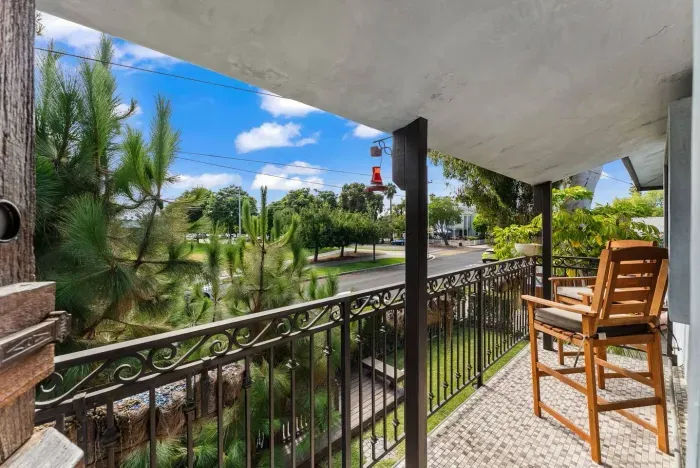 Overlooking the park and surrounding charm.