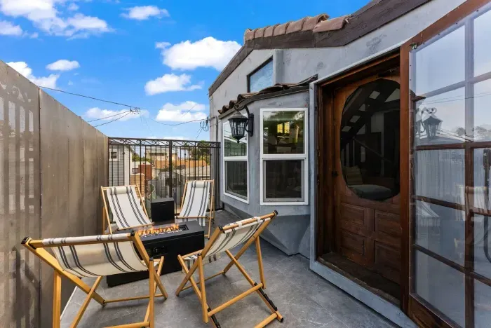 Sunny private balcony for morning coffee.