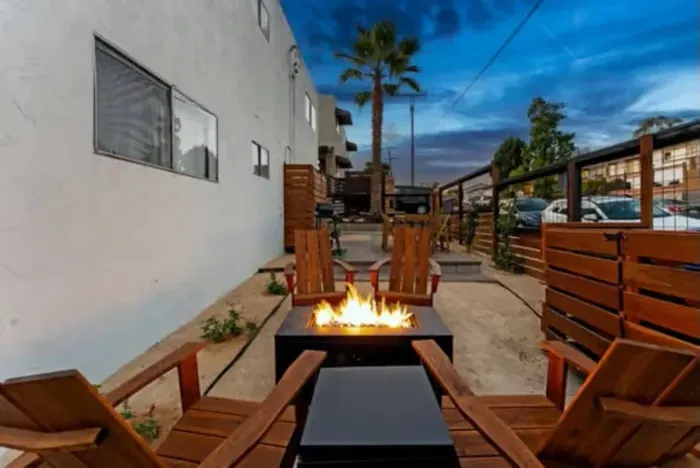 Gather by the shared fire pit for warm evenings under the San Diego sky.