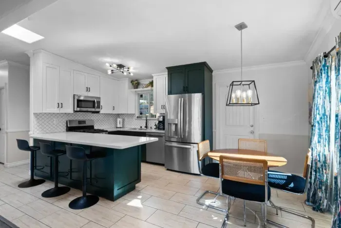 Modern kitchen with chic decor.