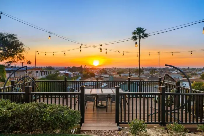 Relax on a stunning patio with breathtaking sunset views!