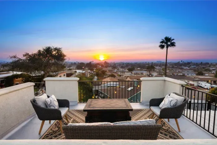 Enjoy breathtaking sunsets from your private rooftop lounge!