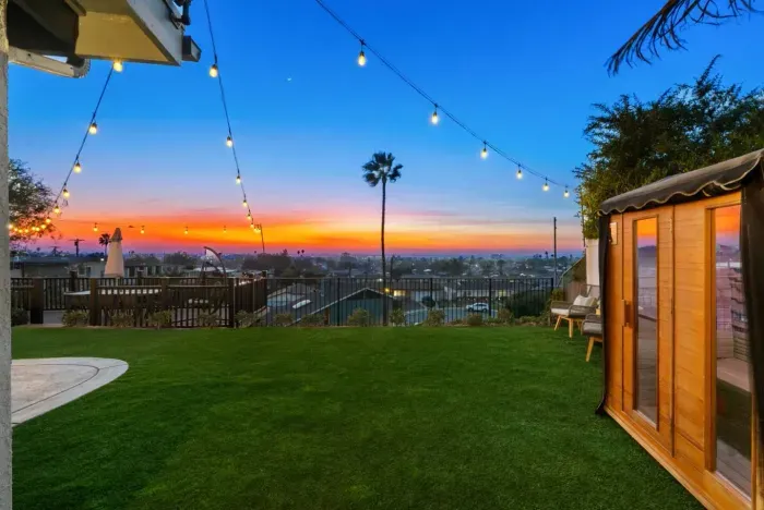 Relax in a stunning backyard with panoramic sunset views!