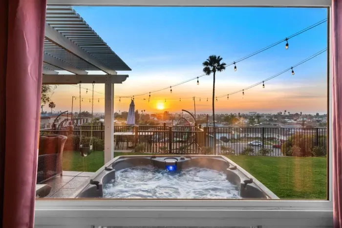 Melt away stress in the warm, bubbling water while watching the sunset!