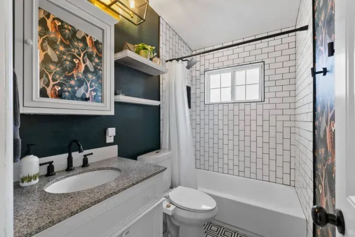 Modern elegance meets comfort in this stylish spa-like bathroom.