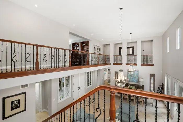 View coming up the stairs to the second floor