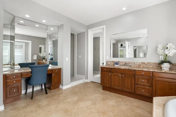 Primary bathroom is attached to Bedroom 1 (Please note the closet is not accessible. There is an armoire available in the room for clothing)
