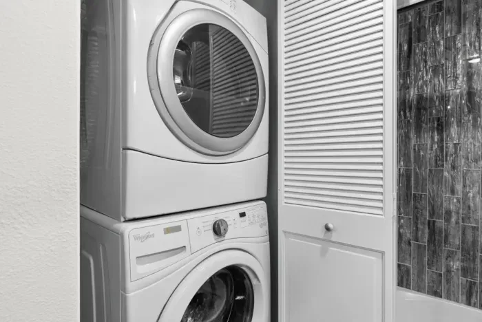 Convenient washer and dryer available.