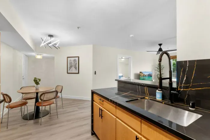 Modern dining area with sleek design