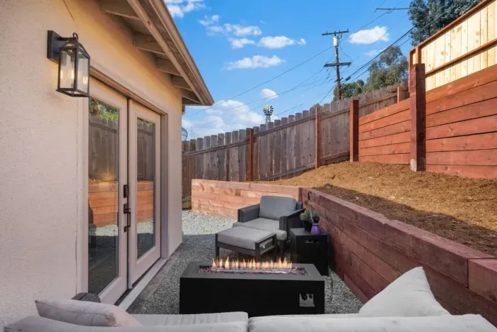 Cozy firepit in backyard