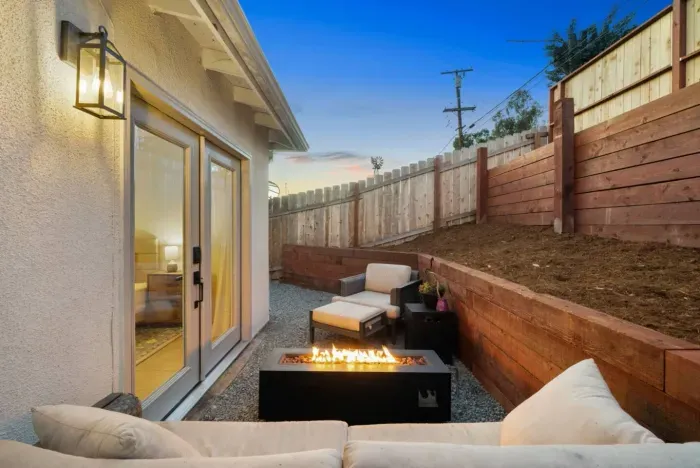Cozy patio with firepit
