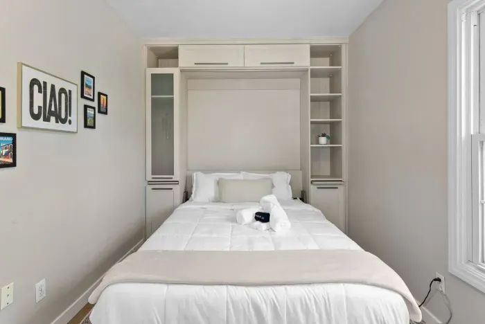 Room with convenient Murphy bed and built-in storage