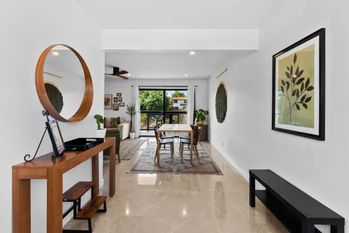 Open living and dining with light-filled interiors.