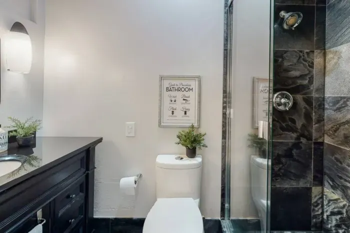 Stylishly designed bathroom for a luxurious experience.