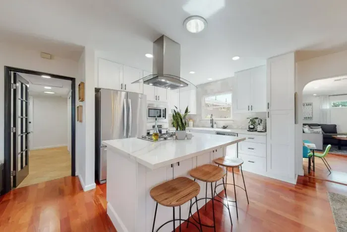 Kitchen with seamless access to the living room for easy dining and entertaining.