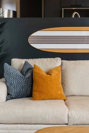 Modern lounge with stylish coastal touches