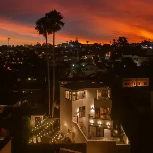 The neighborhood glows at sunset—such a peaceful way to end the day.