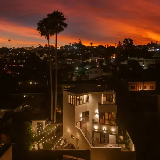 The neighborhood glows at sunset—such a peaceful way to end the day.