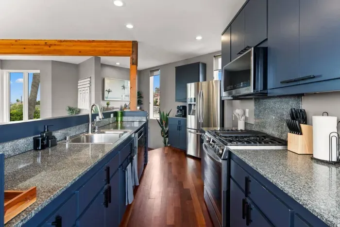 Sleek modern kitchen with high-end appliances