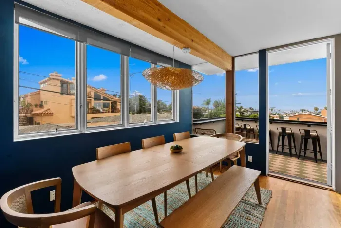 Elegant dining space with seating for eight