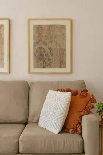 Living room has a pull out sofa - size queen