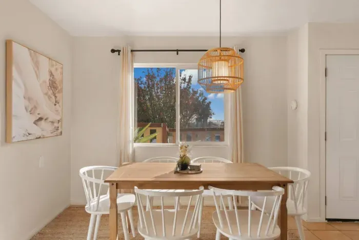 Dining area seats 6 with views to the outside