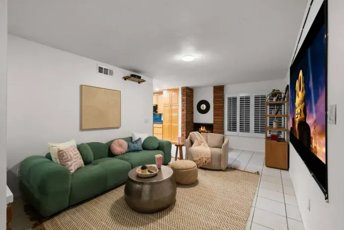 Theater room with cozy seating