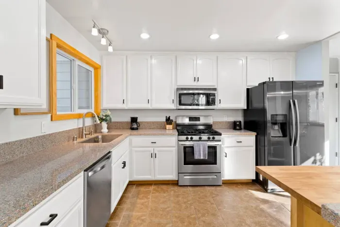A clean, fully stocked kitchen ready for cooking and connection.