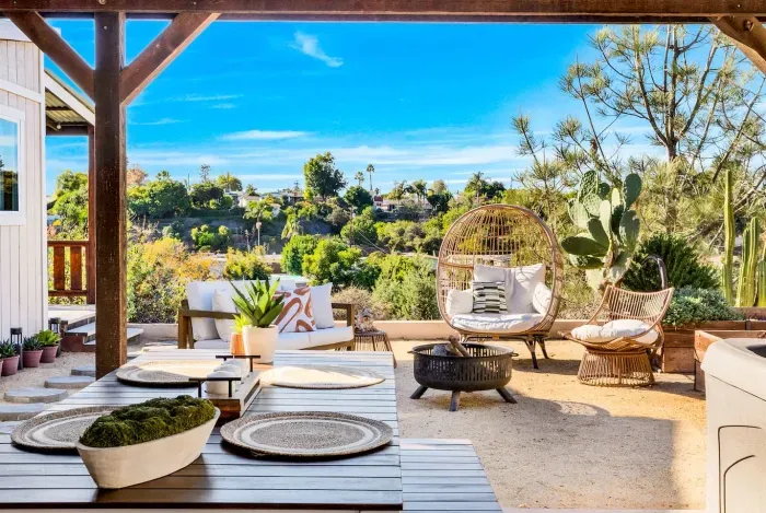 Enjoy outdoor dining under blue skies with plenty of room to relax.