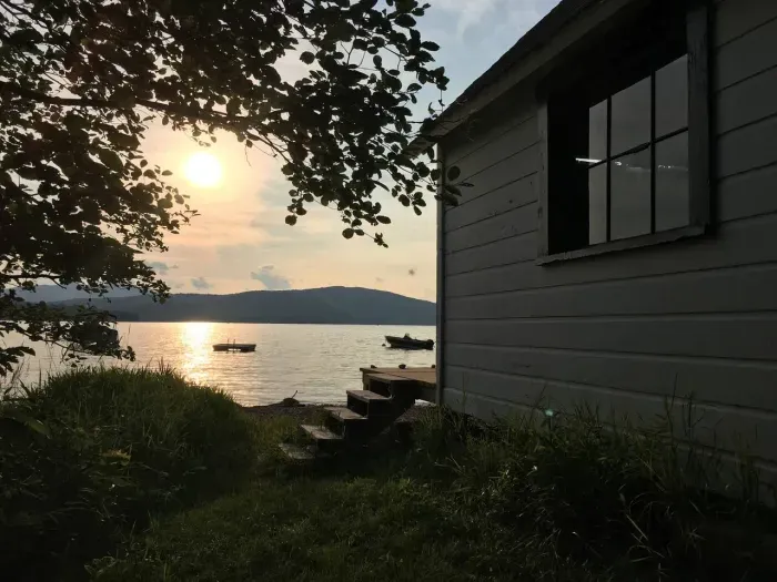 Side of Boat House at Sunset
