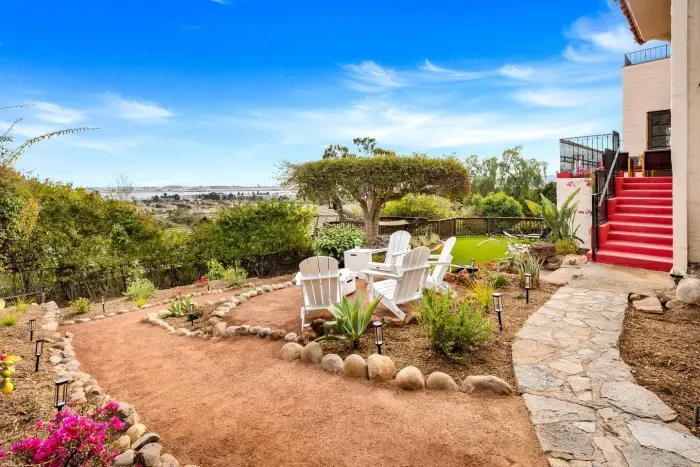 Gather around the fire pit and watch the skyline fade into dusk.