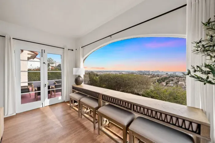 Sip morning coffee on this breezy veranda overlooking the bay.