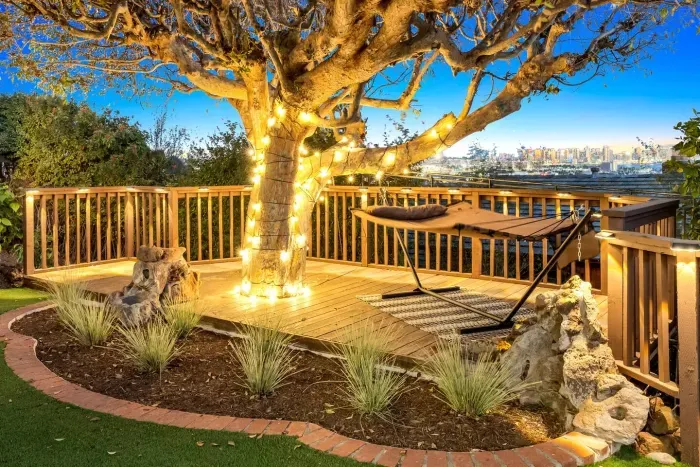 A hidden retreat beneath twinkling lights — where quiet conversations and cozy moments come alive.