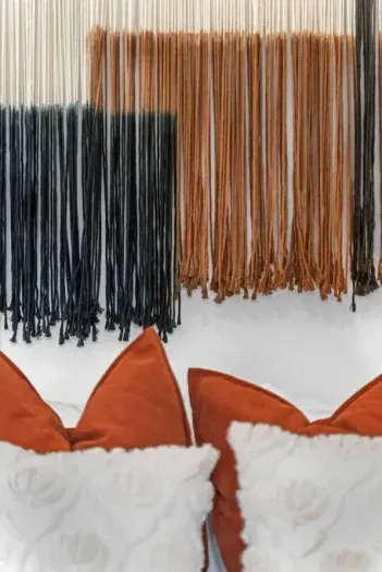 Textured wall art adding a little wow to bedtime.