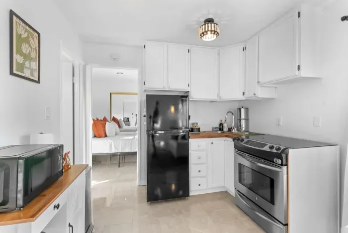 A clean, cheerful kitchen ready for snacks and stories.