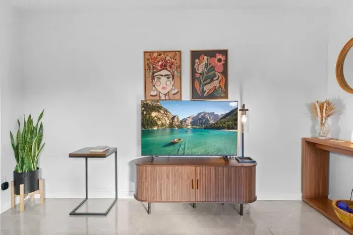 A stylish corner that feels like a mini art gallery.