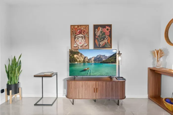 A stylish corner that feels like a mini art gallery.